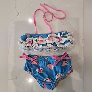 SweetHoney Pink & Blue Watermelon Ruffle Bikini Set NWOT
